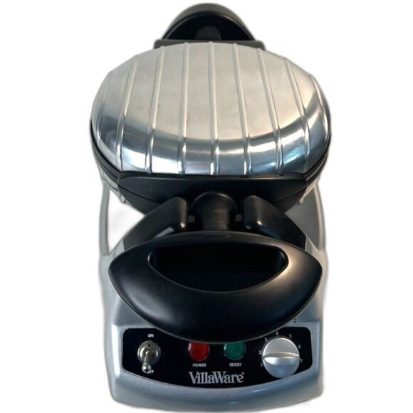 VillaWare UNO 2009 Gravity Rotating Belgian Waffle Maker Petite Flowers Tested - Picture 3 of 7